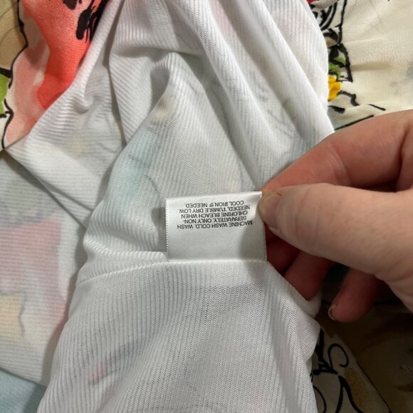 Covington blouse women's L white pink brown floral scoop neck loose fit - Picture 5 of 11